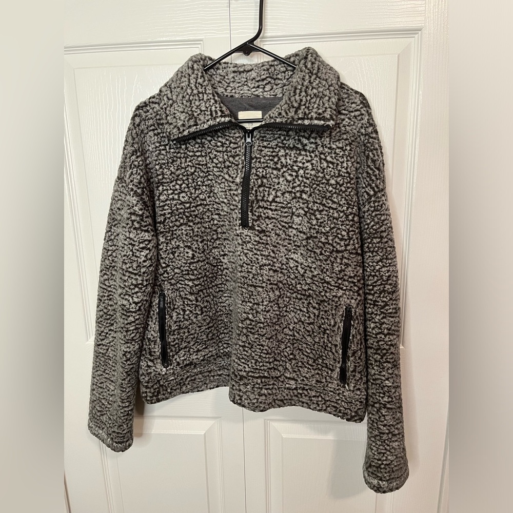Thread‎ + Supply Wubby Fleece Pullover Jacket Charcoal Gray Womens Large